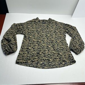 Bardot Animal Print Womens Tie Neck Blouse Size 4 XS Black‎ Tan Top Polyester